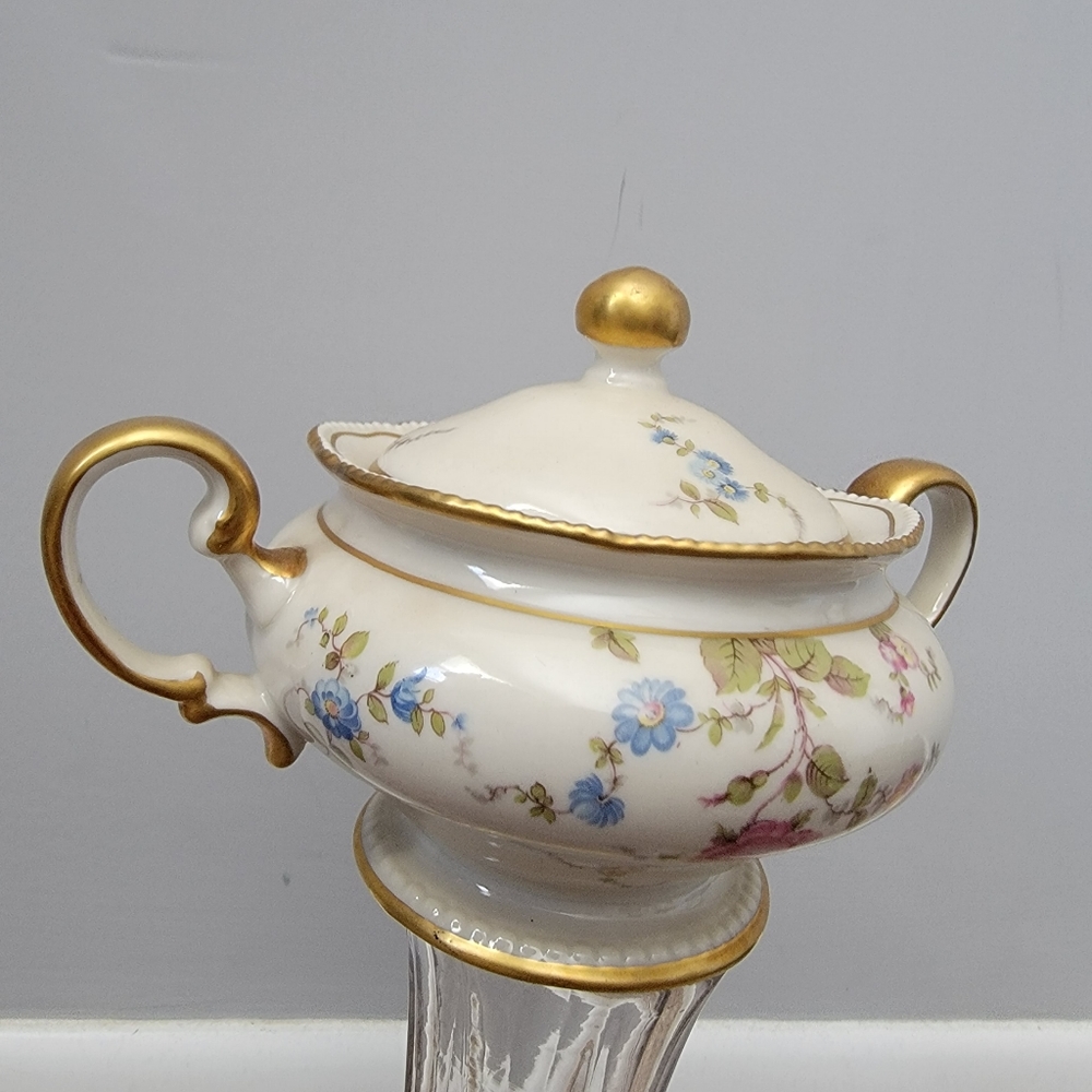 Vintage Floral Sugar Bowl with Lid